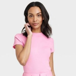 Bubblegum Pink ribbed tee